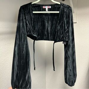 Urban Outfitters Black Velvet Crop Top